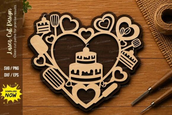 Birthday Cake Heart SVG | Celebration Design File