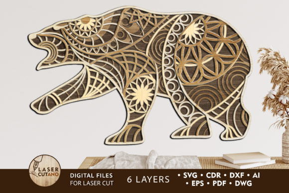 Crafts Bear Multilayer Laser Cut File: Stunning 3D Art