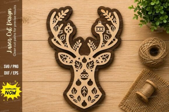 Decorative Deer Skull Laser Cut SVG: A Premium Design Asset