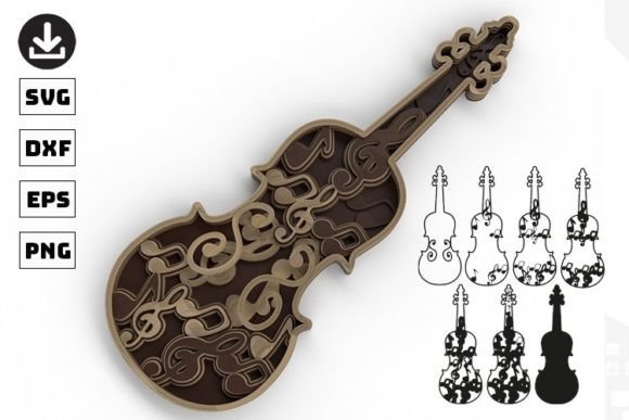 Elegant 3D Violin & Cello SVG Cut Files for Crafting