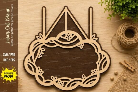 Elegant Hanging Floral Frame Laser Cut Design