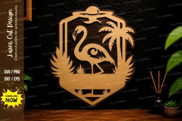 Flamingo Sunset Frame: A Premium Laser Cut SVG Design