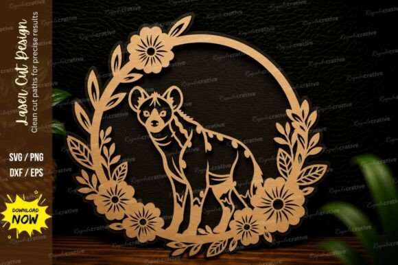 Floral Wolf Wreath Laser Cut SVG Design