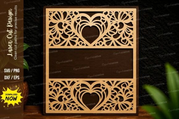 Heart Floral Frame Laser Cut SVG Design