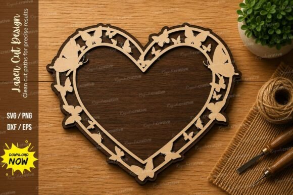 Heart Vine Frame Laser Cut SVG Design