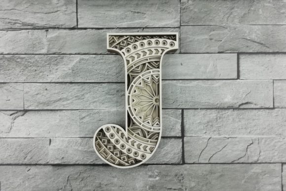 Layered Letter J: SVG Design for Laser Cutting