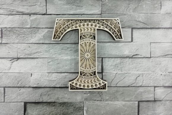 Layered Letter T SVG for Laser Cutting