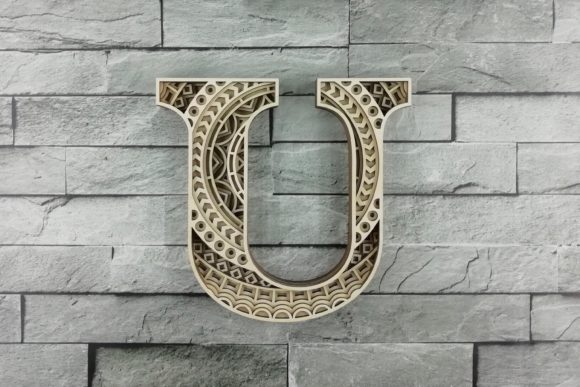 Layered Letter U: SVG & Vector Design for Laser Cutting