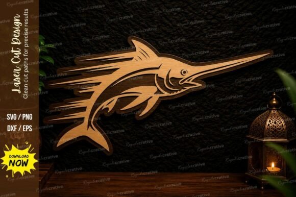 Marlin Fish Laser Cut SVG Design