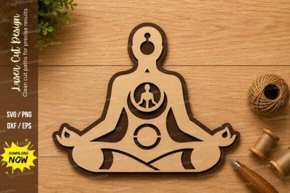 Meditation Yoga Pose Laser Cut SVG Desig