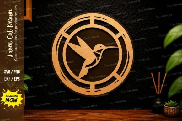 Minimal Hummingbird Laser Cut SVG Design
