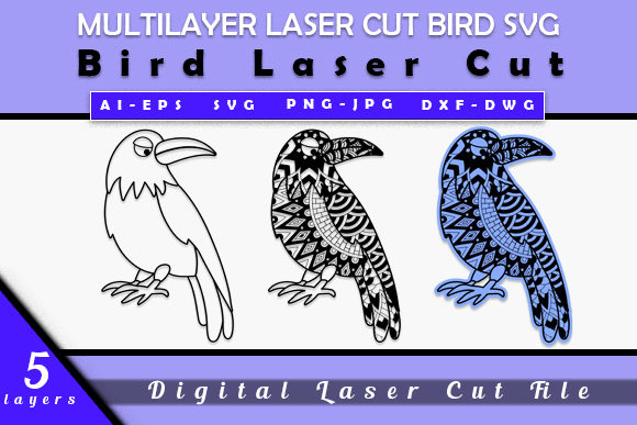 Multilayer Laser Cut Bird SVG for Creative Projects