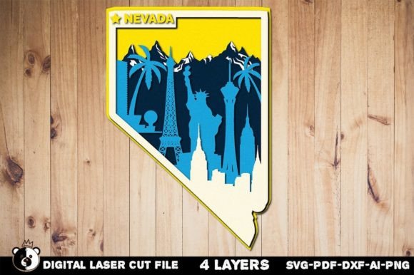 Nevada 3D Layered Laser Cut File for CNC