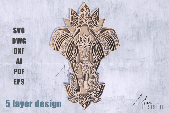 Stunning Laser Cut Multilayer Elephant Mandala Art