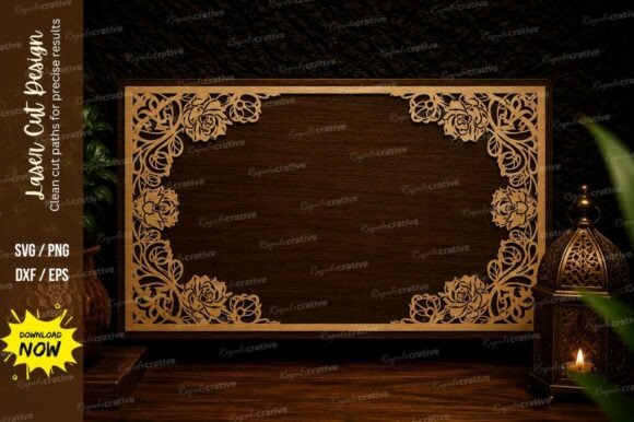 Vintage Floral Frame Laser Cut SVG: Elegant Design Files