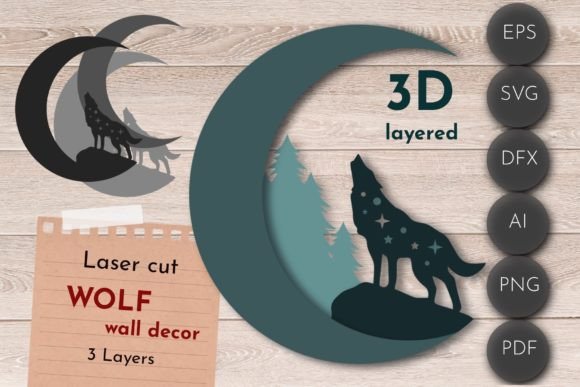 Wolf 3D Layered Wall Art: Howling Design for Your Space
