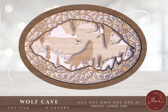 Wolf Cave Layered SVG: 3D CNC Design